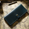 Vintage Leather Long Bifold Wallet with Snap Closure