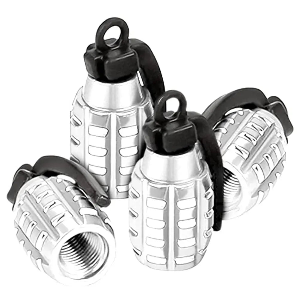Aluminum Grenade-Style Tire Valve Caps (Set of 4)