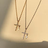 Double Cross Zircon Pendant Necklace