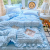 Seersucker Duvet Cover Set with Lace Trim