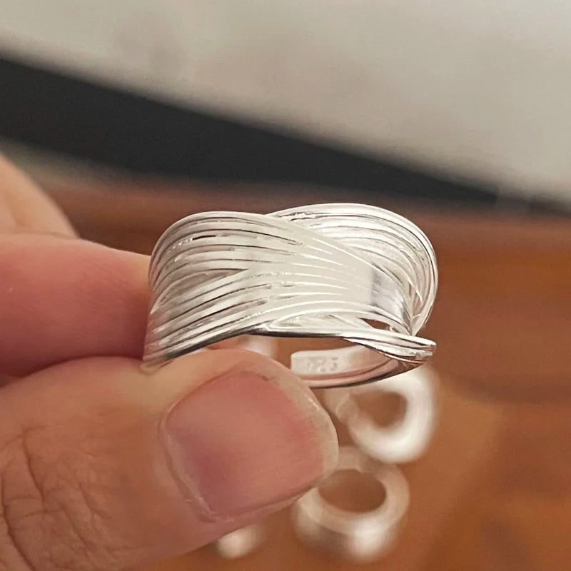 Minimalist Moon Phase Sterling Silver Ring Set