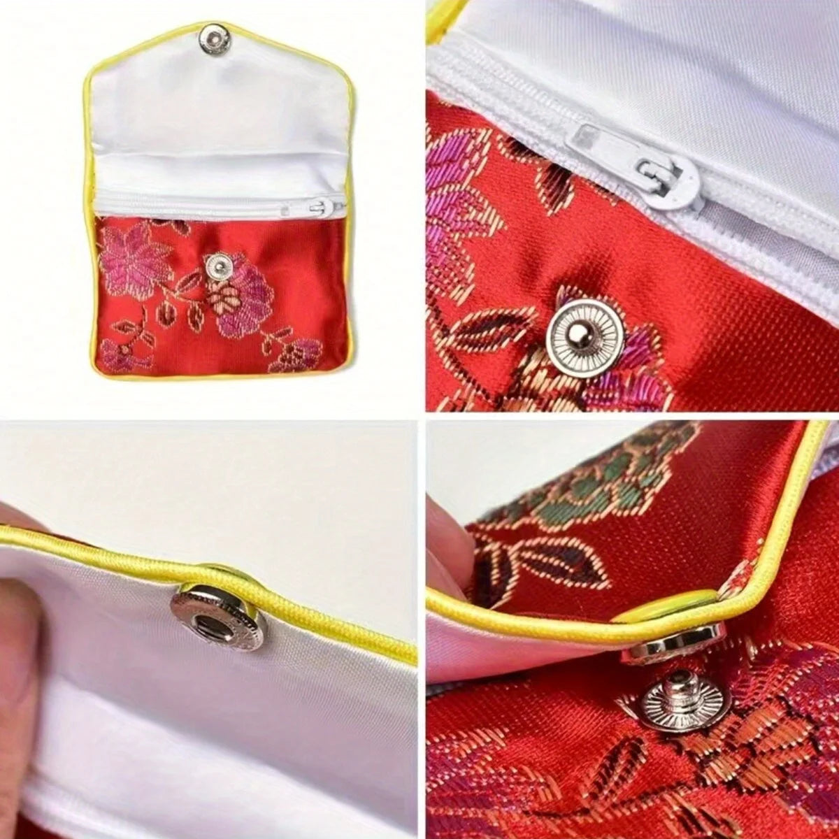 Embroidered Brocade Jewelry Pouches (Set of 6)