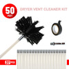 A kit for dryer vent cleaning featuring a 50 feet brush, 37 cleaning rods, and a specialized tool.