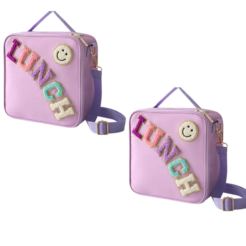 Insulated Lunch Bag with Adjustable Strap & Chenille Patch