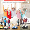 A family playing the Flat Suspension Innovative Gameplay toy, a floating air cushion soccer ball.