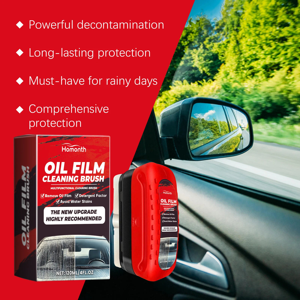 Car Windshield Oil Film Remover & Glass Cleaning Brush