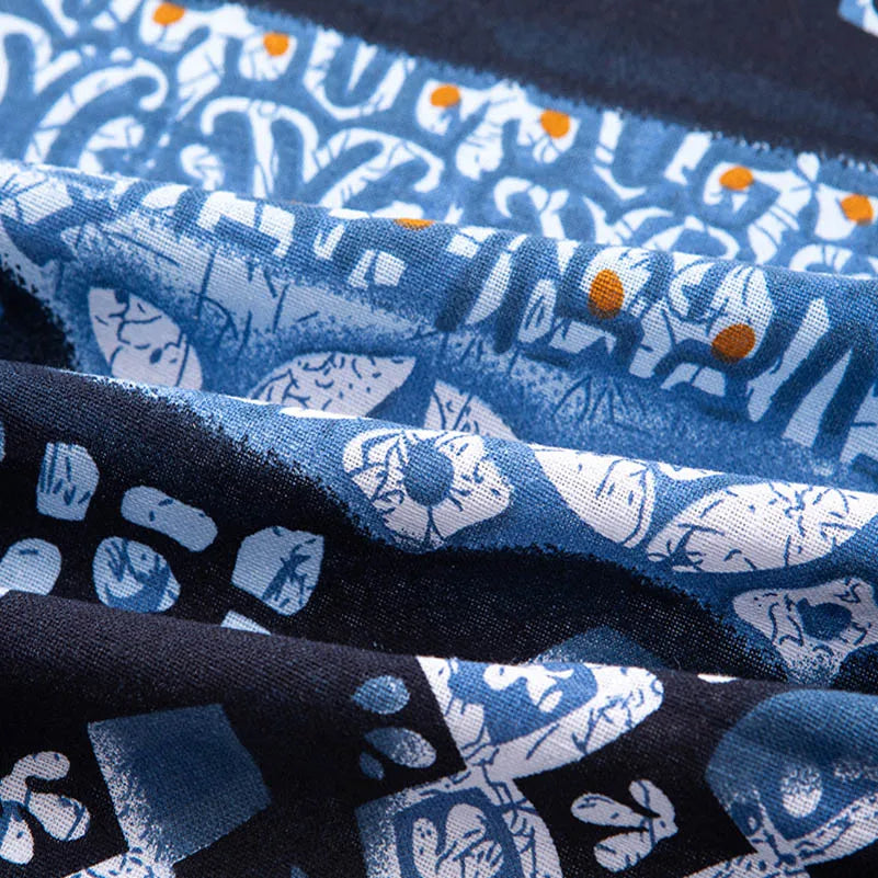 Bohemian Cotton Linen Fabric with Vintage Ethnic Print