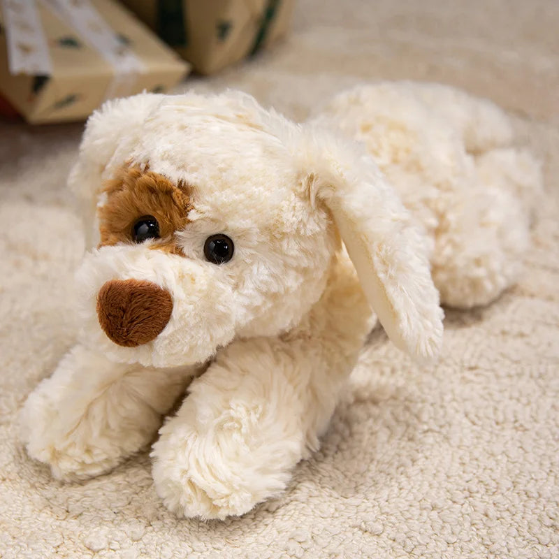 Curly Teddy Dog Plush Pillow – Soft Cuddly Stuffed Animal