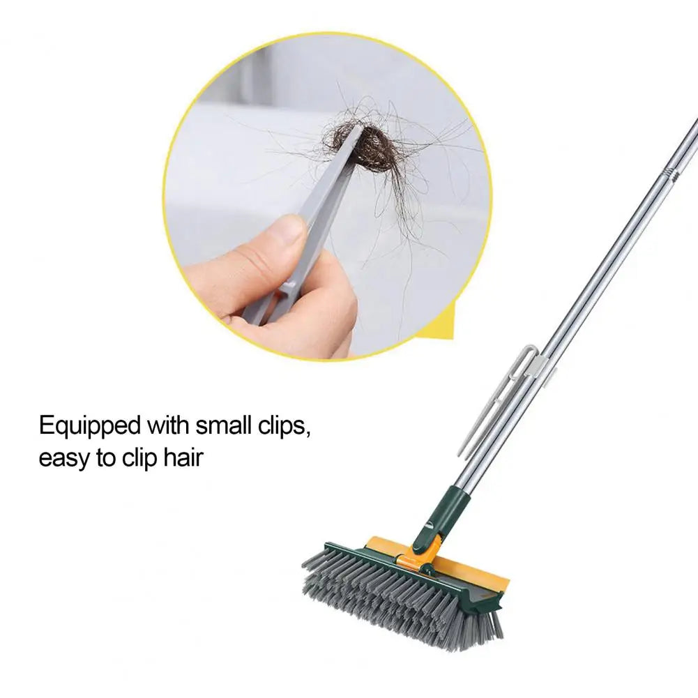 Rotatable Long-Handle Floor Scrub Brush with Squeegee