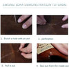 Demonstration tutorial showing how to punch a hole, perforate leather, pull out a thread, and sew out a piece.