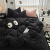 Solid Black Microfiber Duvet Cover Set with Pillowcases