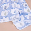 A light blue and white flannel blanket patterned with cartoon elephants for pets.