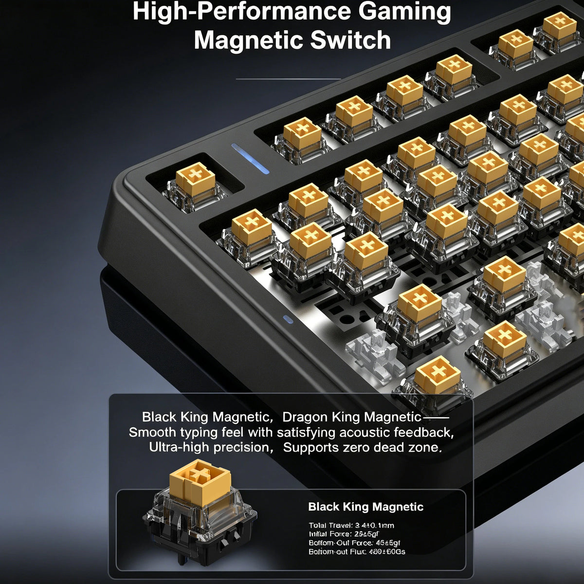 A close-up view of a high-performance magnetic switch component for a mechanical keyboard