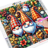Kit de peinture de diamants avec un gnome mosaïque de Noël, chapeau rouge et orange et barbe blanche