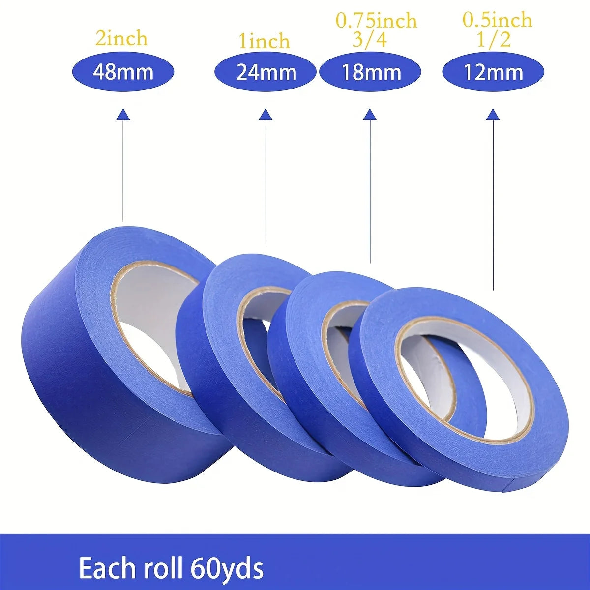 Blue Painters Tape Multi-Pack, Clean Release Masking Tape for Home Projects