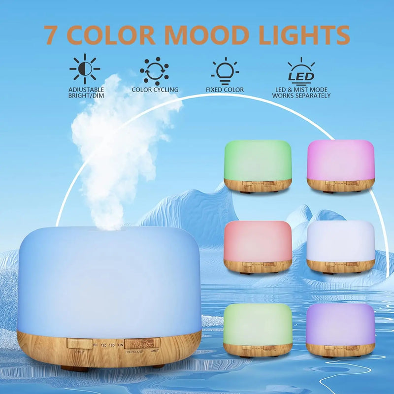 Wood Grain USB Aroma Diffuser with Remote & LED Lights