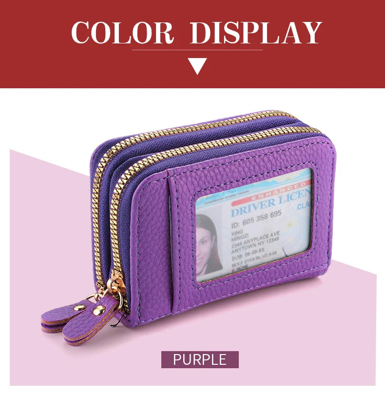 PU Leather Women's Multi-Slot Zipper Wallet Card Holder