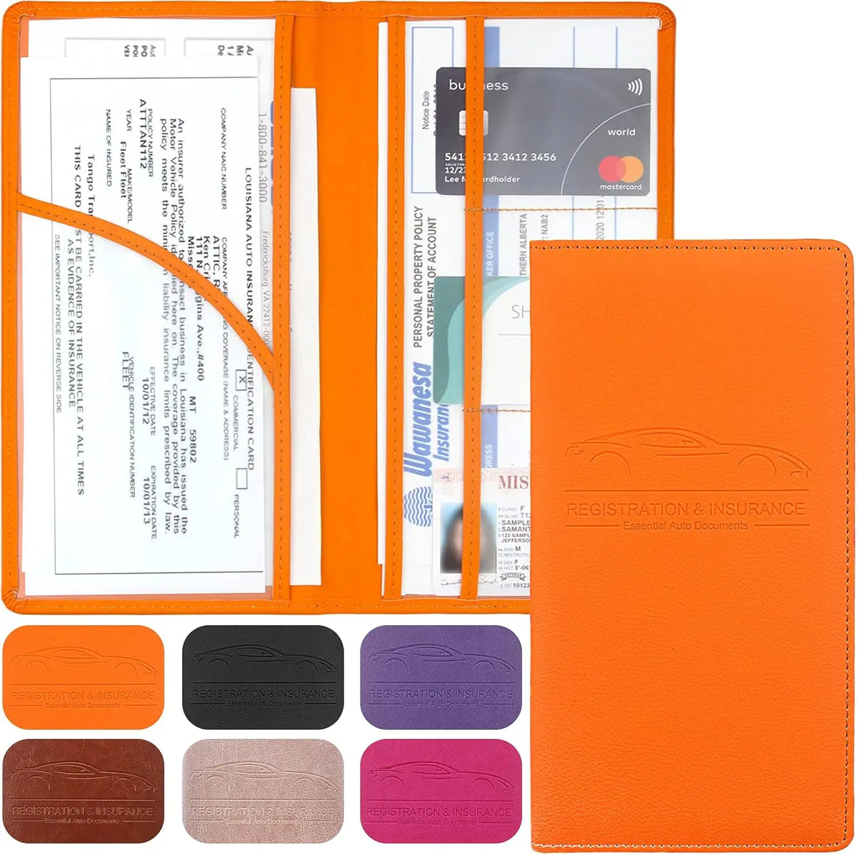 Premium PU Leather Car Document Organizer for Registration and Insurance