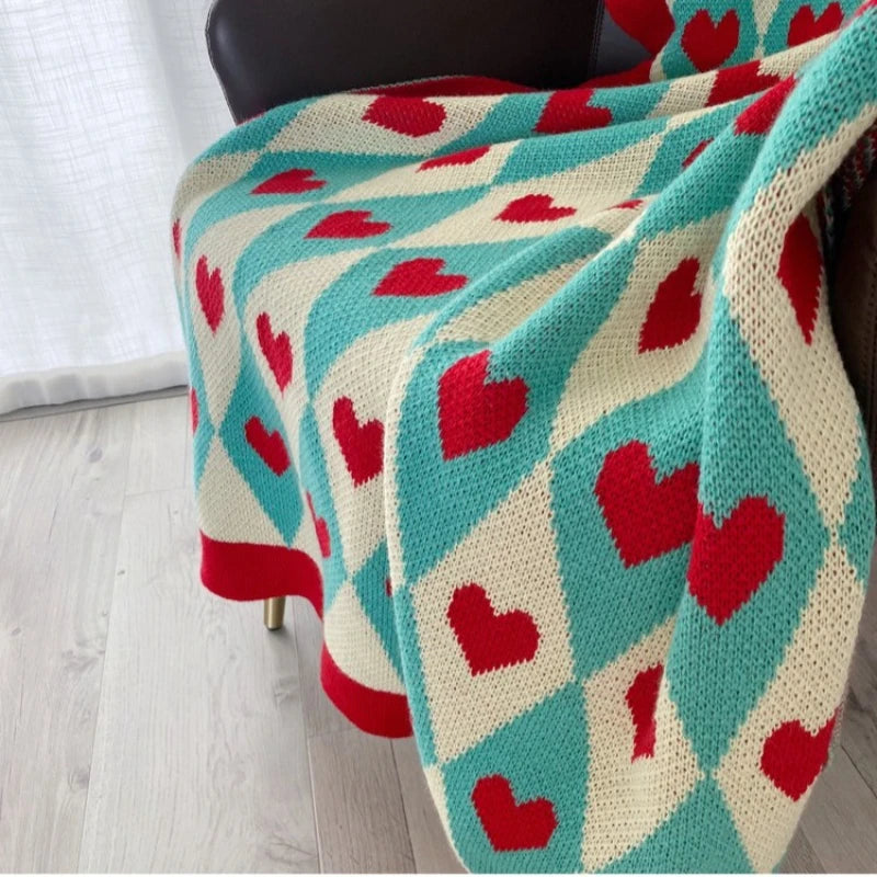 Herz-Jacquard-Decke