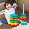 Montessori Rainbow Stacking Tower with Spinning Rings