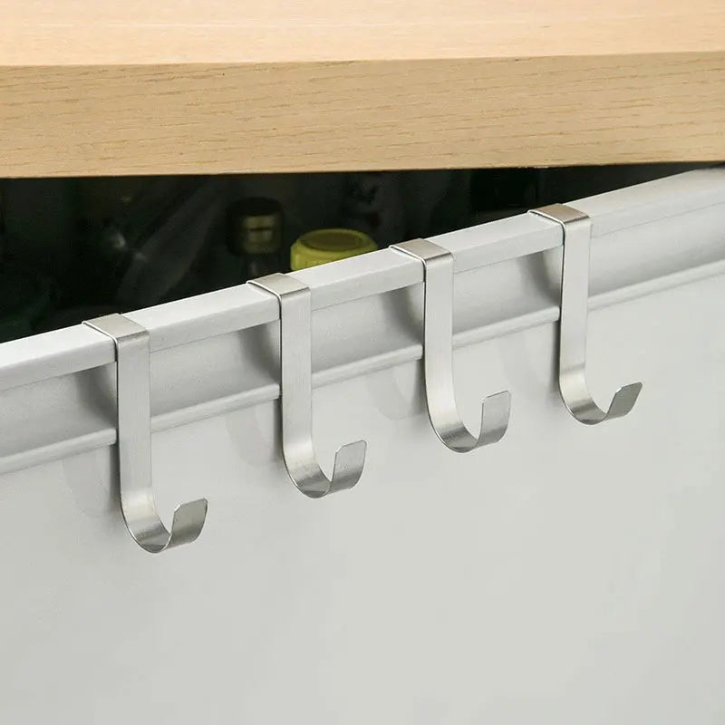 Stainless Steel Over-the-Door Hooks for Kitchen and Bathroom Storage
