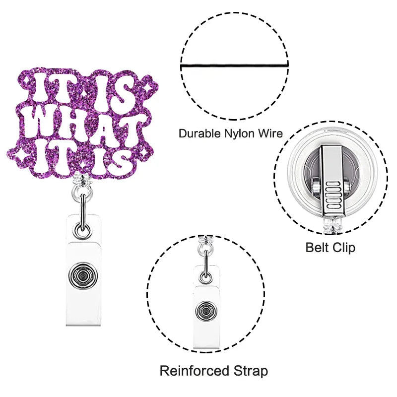 Sparkling Acrylic Retractable Badge Reel with Clip