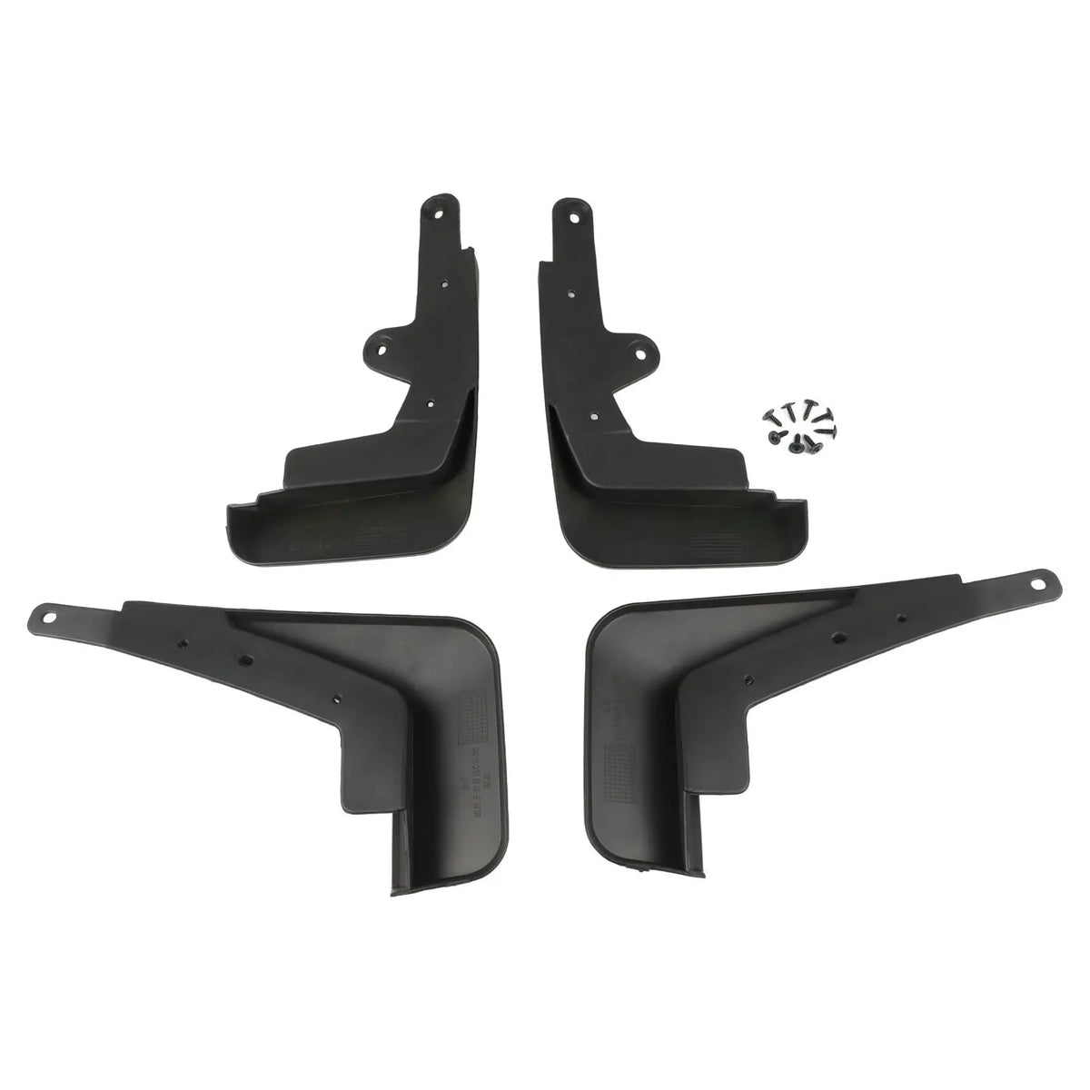 Set of black front and rear mud flaps for Mazda CX-30, including two separate pieces.