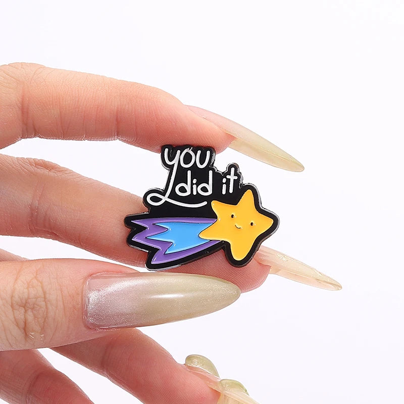 Fun Meteor Enamel Pin with Star Design