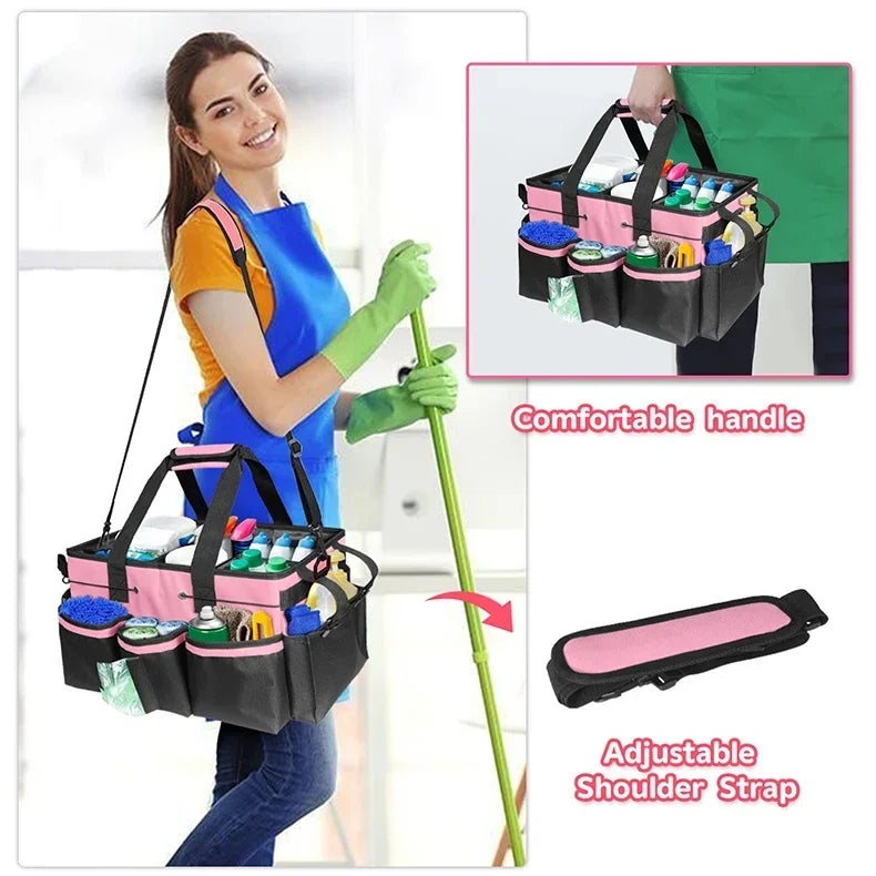 Large-Capacity Cleaning Tool Organizer Bag with Detachable Apron