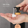 Refillable Matte Black Soap Dispenser with Wooden Tag