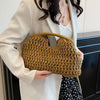 Handwoven Straw Tote Bag with Zipper