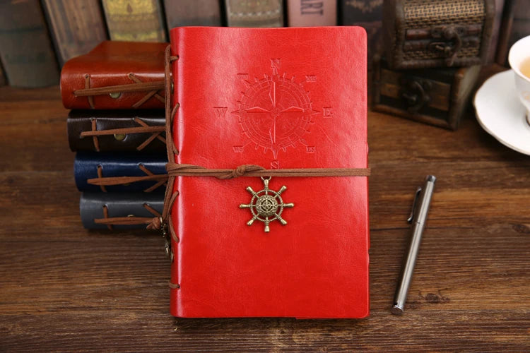 Vintage PU Leather Spiral Journal – Traveler's Notebook with Anchor Design