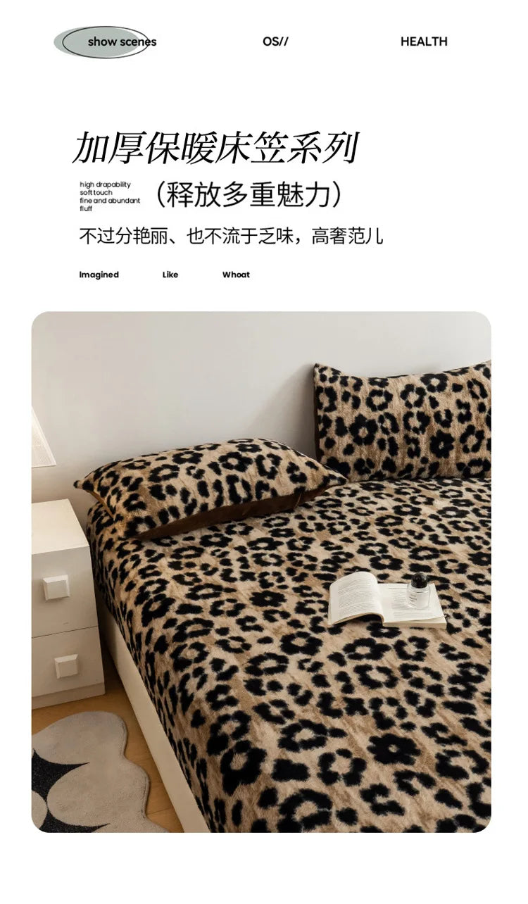 Cozy Plush Fitted Sheet with Leopard Print
