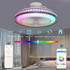 Lustre de plafonnier avec ventilateur LED décoratif et haut-parleur Bluetooth
