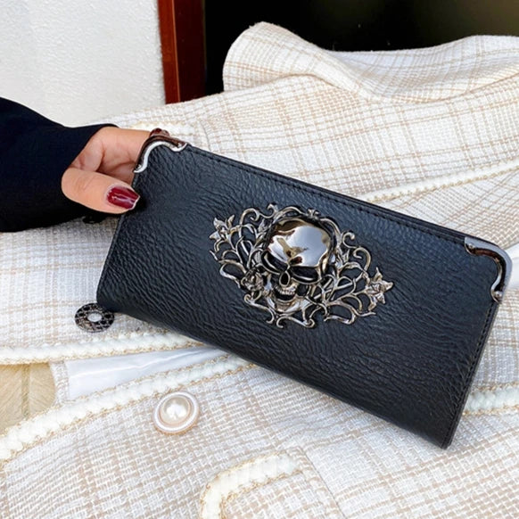 Skull Punk Style Long Wallet with RFID Protection