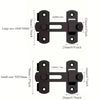 Black stainless steel flip barn door lock with keys shown in two sizes, large and small.