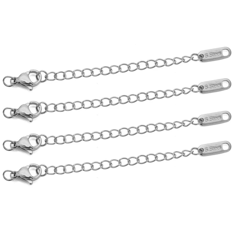 Stainless Steel Extension Chains with Lobster Clasps for Jewelry Making (10-Pack)