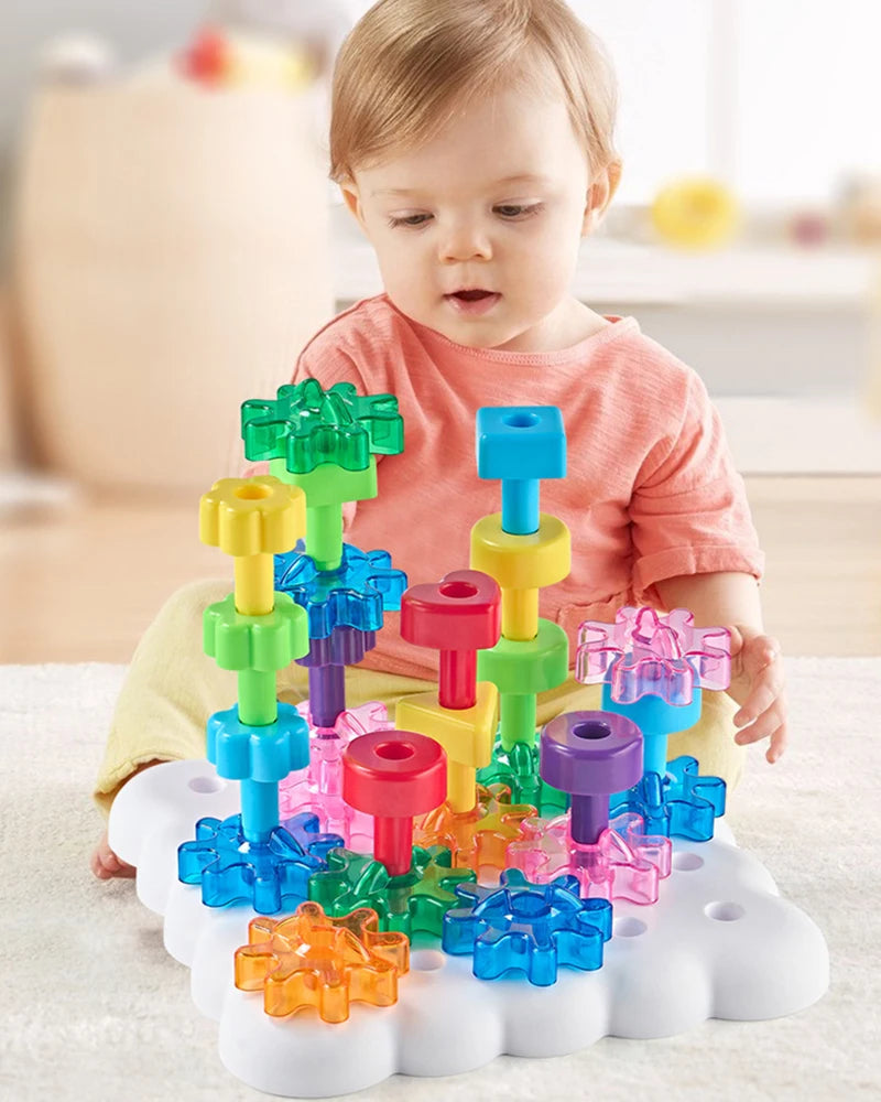 Montessori Wooden Gears Stacking & Threading Game for Kids
