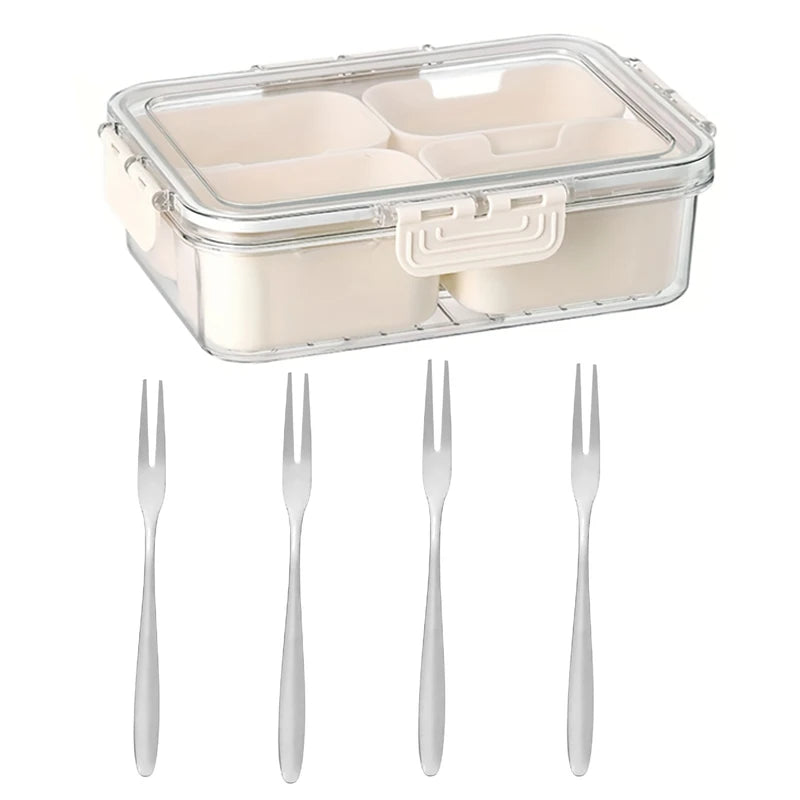 8-Compartment Portable Snack Box with Lid and Handle