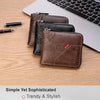 Men's Waxed Leather Bifold Wallet with All-Around Zipper