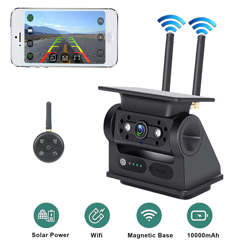 Solar-Powered Wireless Backup Camera with 7" Monitor