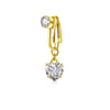 Schmetterling Clip-On Bauchnabelring mit rosa Zirkon
