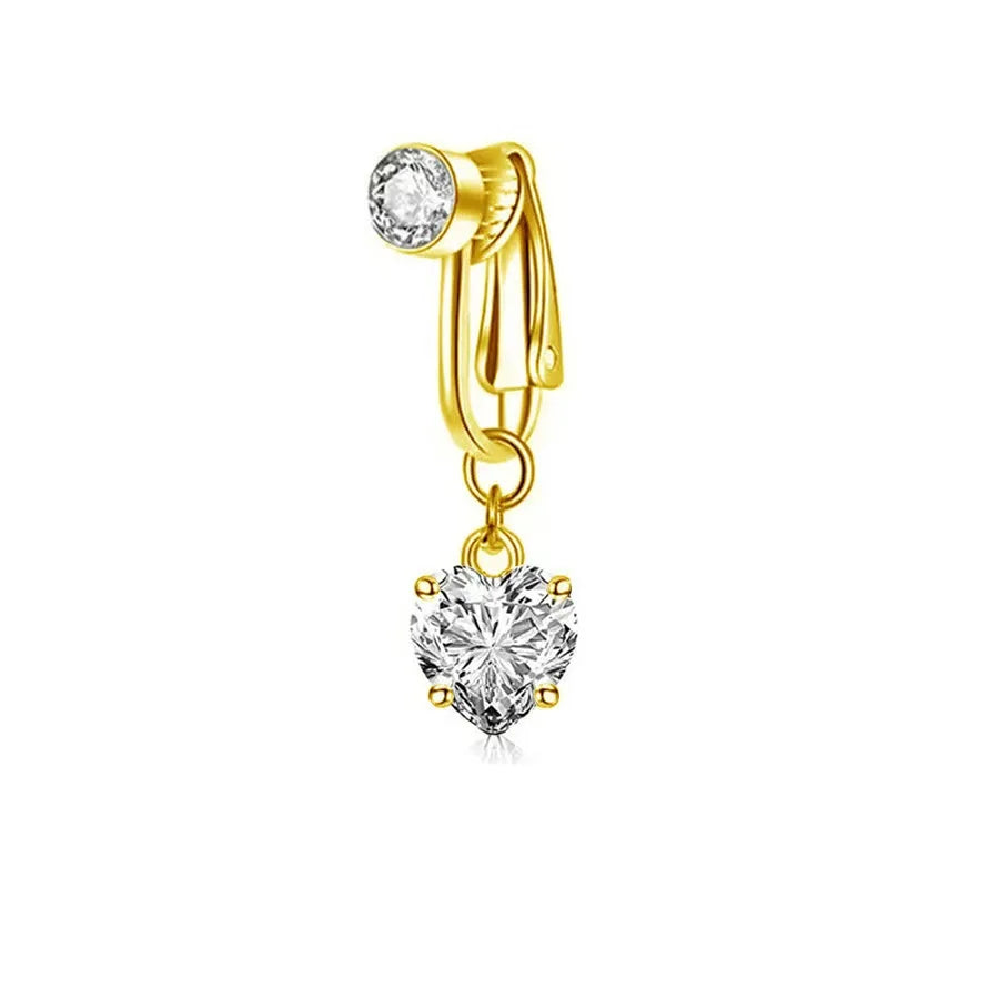 Anillo para el ombligo tipo mariposa dorado con piedra de circonita rosa.