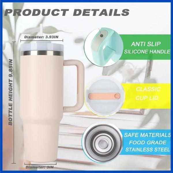 40oz Insulated Tumbler with Handle and Straw