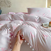 Cute Pink Bow Print Duvet Cover Set with Pillowcases