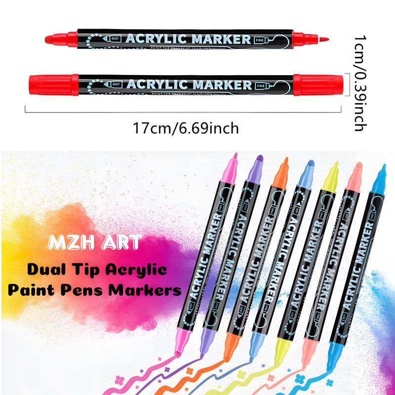 Dual-Tip Acrylic Paint Pens for Art & Crafts