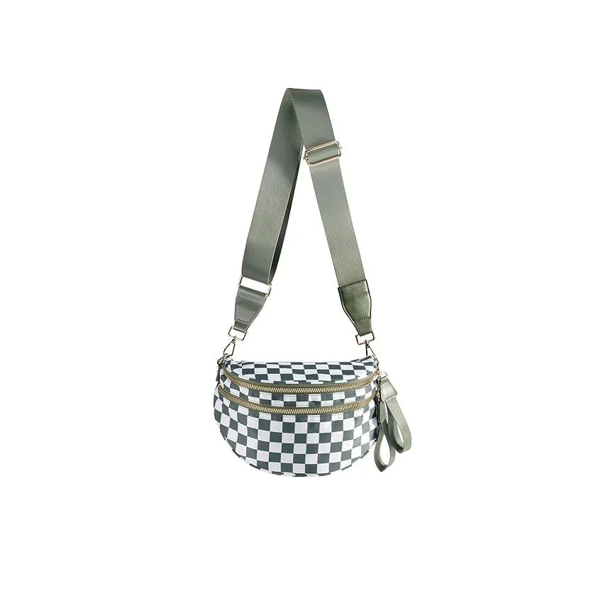 Women's Checkered Multi-Function Crossbody Waist Bag