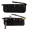 Black heavy-duty tool apron with multiple pockets for gardening and work tools