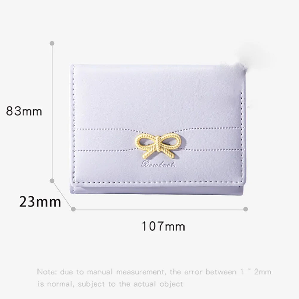 Compact Bow Tri-Fold Wallet with Multiple Card Slots