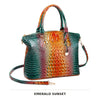 Vintage Croc-Embossed Structured Satchel Handbag